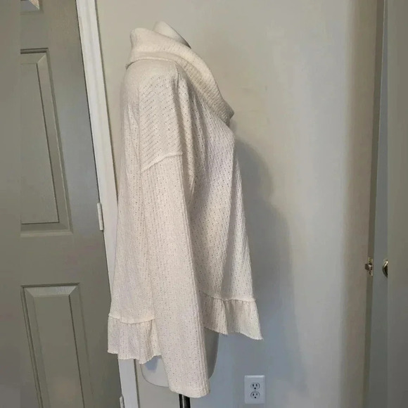 Maeve by Anthropologie Cowl Neck Addie Ruffled Hacci Pullover Ivory/Cream Top(M) - Picture 7 of 12